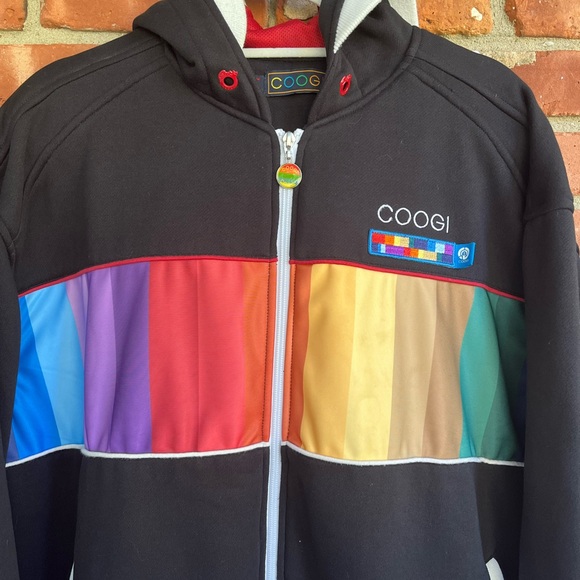 COOGI Black Zip Up Hoodie with Multicolor Patch - Picture 2 of 9